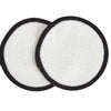 Two re:gn 100% organic cotton pads, white with black edge