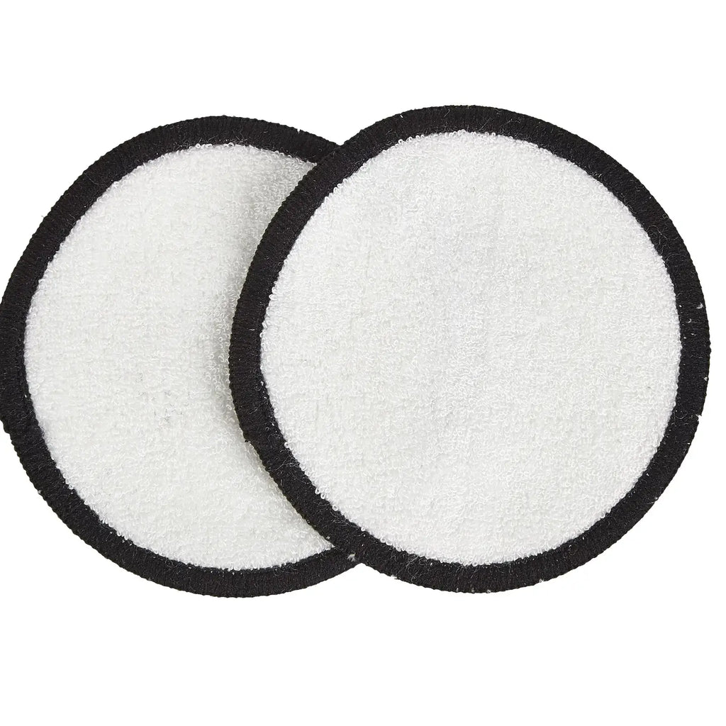 Two re:gn 100% organic cotton pads, white with black edge